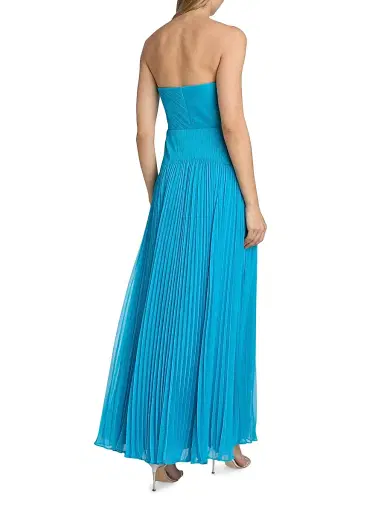 Amur Women's Fiora Beaded Pleated Strapless Maxi Dress - Azura - Size 00 | Thumbnail 5 Amur Women's Fiora Beaded Pleated Strapless Maxi Dress - Azura - Size 00 | Thumbnail 5