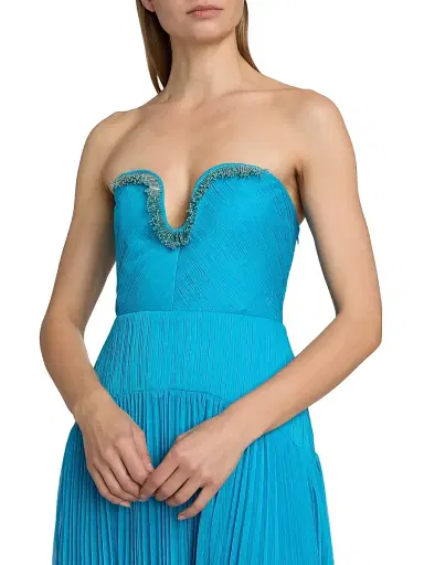 Amur Women's Fiora Beaded Pleated Strapless Maxi Dress - Azura - Size 00 | Thumbnail 6 Amur Women's Fiora Beaded Pleated Strapless Maxi Dress - Azura - Size 00 | Thumbnail 6
