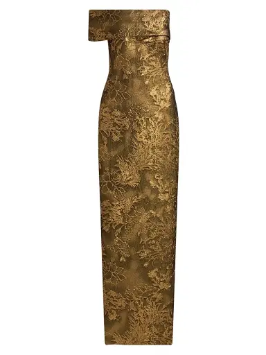 PAMELLA ROLAND Women's Floral Brocade Asymmetric Column Gown | Thumbnail 1 PAMELLA ROLAND Women's Floral Brocade Asymmetric Column Gown | Thumbnail 1