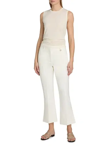 Burberry Women's Wool Bootcut Crop Trousers - Cool Alabaster - Size 14 | Thumbnail 2 Burberry Women's Wool Bootcut Crop Trousers - Cool Alabaster - Size 14 | Thumbnail 2