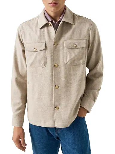 Eton Men's Wool-Cashmere Overshirt - Beige | Thumbnail 2 Eton Men's Wool-Cashmere Overshirt - Beige | Thumbnail 2
