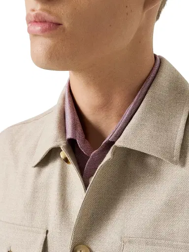 Eton Men's Wool-Cashmere Overshirt - Beige | Thumbnail 4 Eton Men's Wool-Cashmere Overshirt - Beige | Thumbnail 4