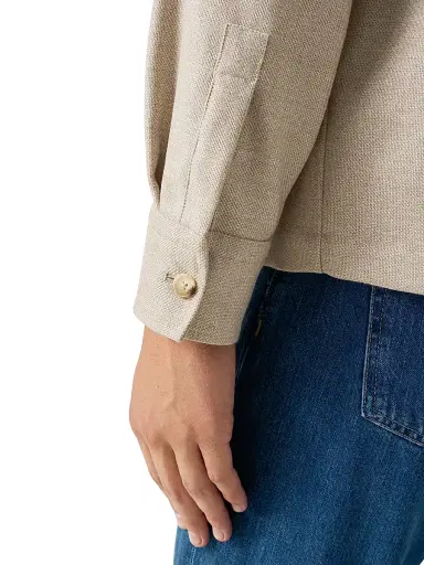 Eton Men's Wool-Cashmere Overshirt - Beige | Thumbnail 5 Eton Men's Wool-Cashmere Overshirt - Beige | Thumbnail 5