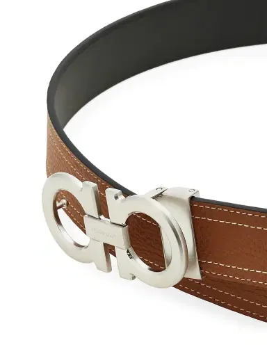 FERRAGAMO Men's Double Gancini Adjustable Leather Belt - Natural Resort | Thumbnail 5 FERRAGAMO Men's Double Gancini Adjustable Leather Belt - Natural Resort | Thumbnail 5
