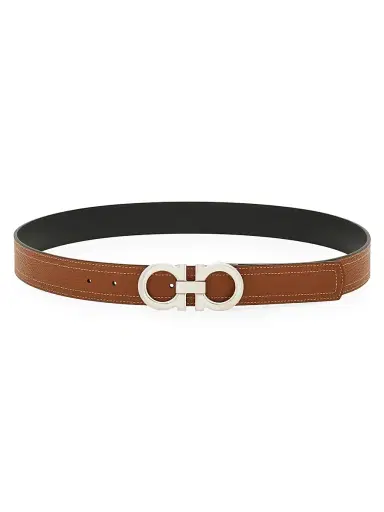 FERRAGAMO Men's Double Gancini Adjustable Leather Belt - Natural Resort | Thumbnail 1 FERRAGAMO Men's Double Gancini Adjustable Leather Belt - Natural Resort | Thumbnail 1
