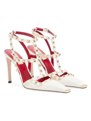 Valentino Garavani Women's Rockstud 100MM Kidskin Pumps - White | Thumbnail 2 Valentino Garavani Women's Rockstud 100MM Kidskin Pumps - White | Thumbnail 2