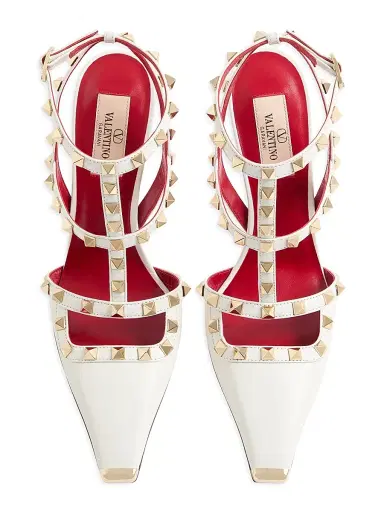 Valentino Garavani Women's Rockstud 100MM Kidskin Pumps - White | Thumbnail 4 Valentino Garavani Women's Rockstud 100MM Kidskin Pumps - White | Thumbnail 4