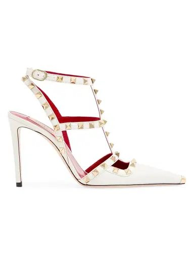 Valentino Garavani Women's Rockstud 100MM Kidskin Pumps - White | Thumbnail 1 Valentino Garavani Women's Rockstud 100MM Kidskin Pumps - White | Thumbnail 1