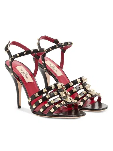 Valentino Garavani Women's Rockstud 100MM Kidskin Sandals - Black | Thumbnail 2 Valentino Garavani Women's Rockstud 100MM Kidskin Sandals - Black | Thumbnail 2
