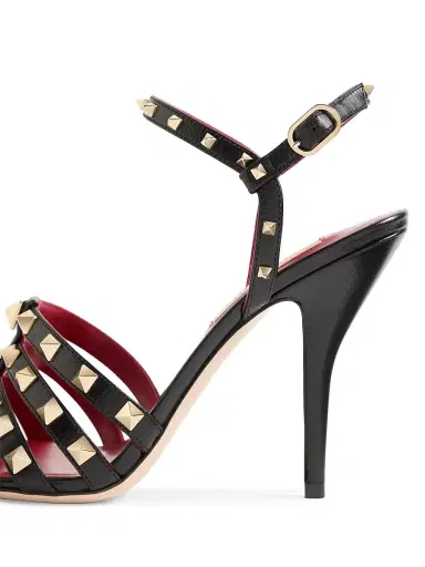 Valentino Garavani Women's Rockstud 100MM Kidskin Sandals - Black | Thumbnail 6 Valentino Garavani Women's Rockstud 100MM Kidskin Sandals - Black | Thumbnail 6