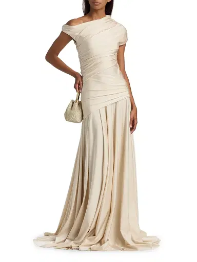 Chiara Boni La Petite Robe Women's Becia JJ Satin Asymmetric Gown | Thumbnail 2 Chiara Boni La Petite Robe Women's Becia JJ Satin Asymmetric Gown | Thumbnail 2