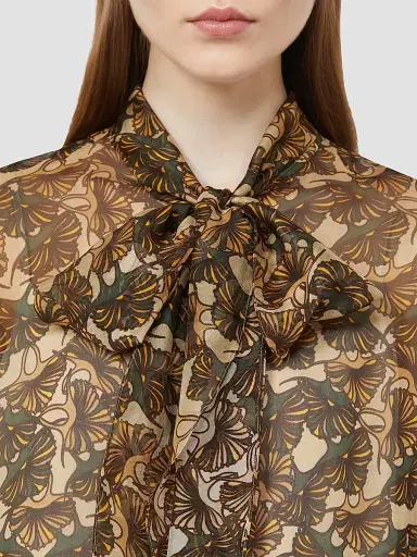 Max Mara Women's Printed Silk Chiffon Blouse - Natural | Thumbnail 4 Max Mara Women's Printed Silk Chiffon Blouse - Natural | Thumbnail 4