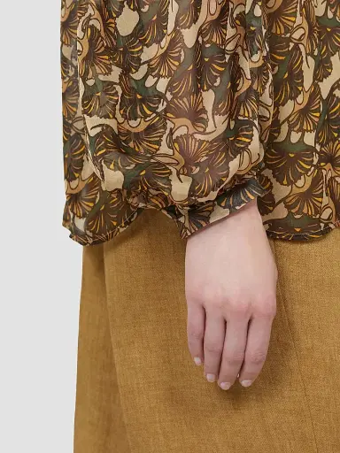 Max Mara Women's Printed Silk Chiffon Blouse - Natural | Thumbnail 5 Max Mara Women's Printed Silk Chiffon Blouse - Natural | Thumbnail 5