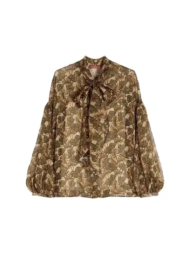 Max Mara Women's Printed Silk Chiffon Blouse - Natural | Thumbnail 1 Max Mara Women's Printed Silk Chiffon Blouse - Natural | Thumbnail 1