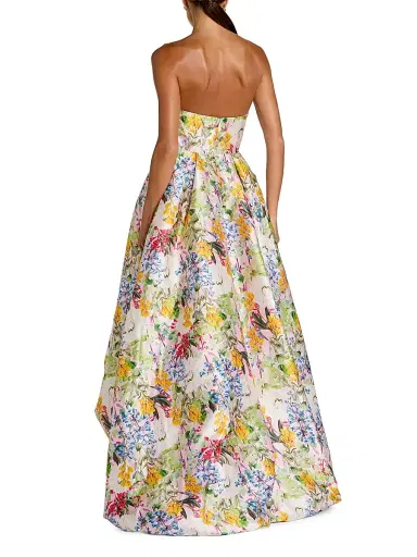 Mac Duggal Women's Floral Mikado Strapless High-Low Bubble Hem Gown - Pastel Multi - Size 14 | Thumbnail 2 Mac Duggal Women's Floral Mikado Strapless High-Low Bubble Hem Gown - Pastel Multi - Size 14 | Thumbnail 2