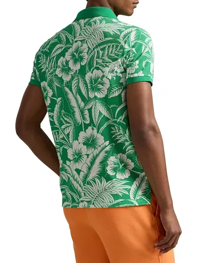 Polo Ralph Lauren Men's Tropical-Print Mesh-Knit Cotton Polo Shirt | Thumbnail 4 Polo Ralph Lauren Men's Tropical-Print Mesh-Knit Cotton Polo Shirt | Thumbnail 4