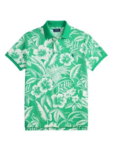 Polo Ralph Lauren Men's Tropical-Print Mesh-Knit Cotton Polo Shirt | Thumbnail 1 Polo Ralph Lauren Men's Tropical-Print Mesh-Knit Cotton Polo Shirt | Thumbnail 1