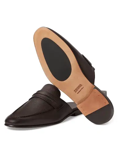 Zegna Men's Leather Mocassin Sabbia Loafer Mules - Dark Brown - Size 12 | Thumbnail 4 Zegna Men's Leather Mocassin Sabbia Loafer Mules - Dark Brown - Size 12 | Thumbnail 4