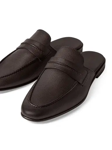 Zegna Men's Leather Mocassin Sabbia Loafer Mules - Dark Brown - Size 12 | Thumbnail 5 Zegna Men's Leather Mocassin Sabbia Loafer Mules - Dark Brown - Size 12 | Thumbnail 5