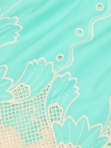 Saloni Women's Aurora Embroidered Cotton Midi-Dress - Freshmint Trellis - Size 12 | Thumbnail 7 Saloni Women's Aurora Embroidered Cotton Midi-Dress - Freshmint Trellis - Size 12 | Thumbnail 7