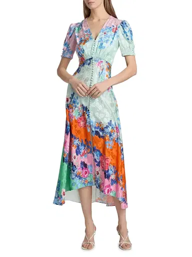 Saloni Women's Lea Floral Silk Maxi Dress - Papaver Cascade - Size 14 | Thumbnail 2 Saloni Women's Lea Floral Silk Maxi Dress - Papaver Cascade - Size 14 | Thumbnail 2