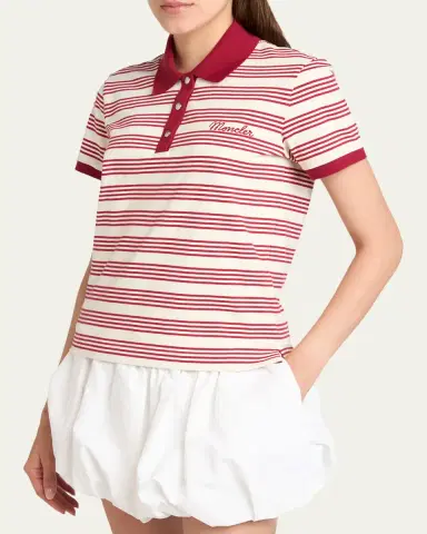 Moncler Striped Cotton Polo | Thumbnail 3 Moncler Striped Cotton Polo | Thumbnail 3