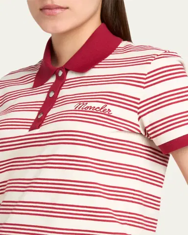 Moncler Striped Cotton Polo | Thumbnail 4 Moncler Striped Cotton Polo | Thumbnail 4