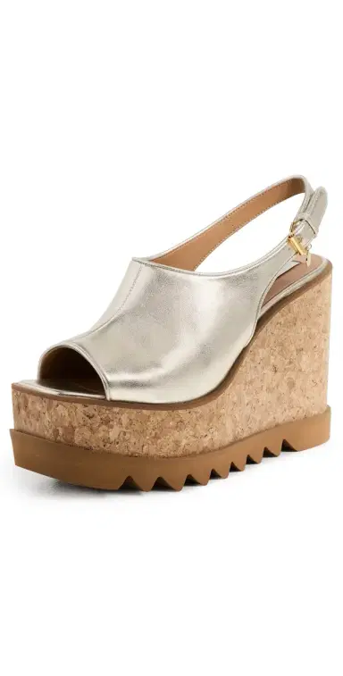 Stella McCartney Sneakelyse Metallic Slingback Sandals 120mm Pale Gold | Thumbnail 1 Stella McCartney Sneakelyse Metallic Slingback Sandals 120mm Pale Gold | Thumbnail 1