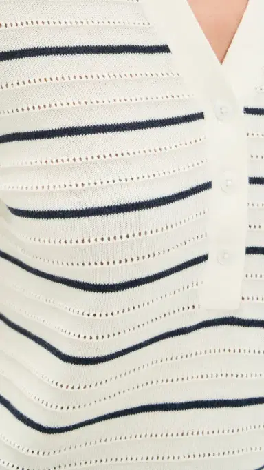 Varley Wren Knit Polo White/Blue Nights | Thumbnail 6 Varley Wren Knit Polo White/Blue Nights | Thumbnail 6
