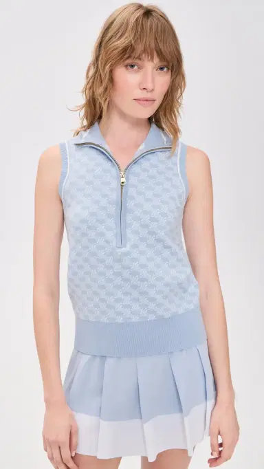 Varley Vincent Half Zip Sweater Vest Xenon Blue/White | Thumbnail 2 Varley Vincent Half Zip Sweater Vest Xenon Blue/White | Thumbnail 2