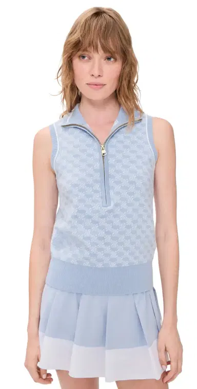 Varley Vincent Half Zip Sweater Vest Xenon Blue/White | Thumbnail 1 Varley Vincent Half Zip Sweater Vest Xenon Blue/White | Thumbnail 1