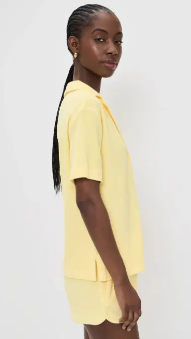 Hunza G Terry Towelling Collared Top Butter | Thumbnail 4 Hunza G Terry Towelling Collared Top Butter | Thumbnail 4