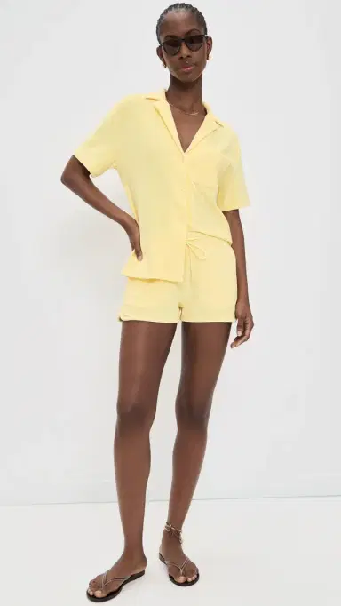 Hunza G Terry Towelling Collared Top Butter | Thumbnail 5 Hunza G Terry Towelling Collared Top Butter | Thumbnail 5