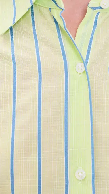 Renggli tripe Boxy Long Sleeve Button Up Shirt Kiwi/Azure | Thumbnail 6 Renggli tripe Boxy Long Sleeve Button Up Shirt Kiwi/Azure | Thumbnail 6