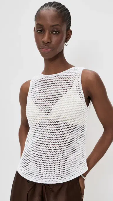 Vince Cotton Cord Tank Top Optic White | Thumbnail 2 Vince Cotton Cord Tank Top Optic White | Thumbnail 2