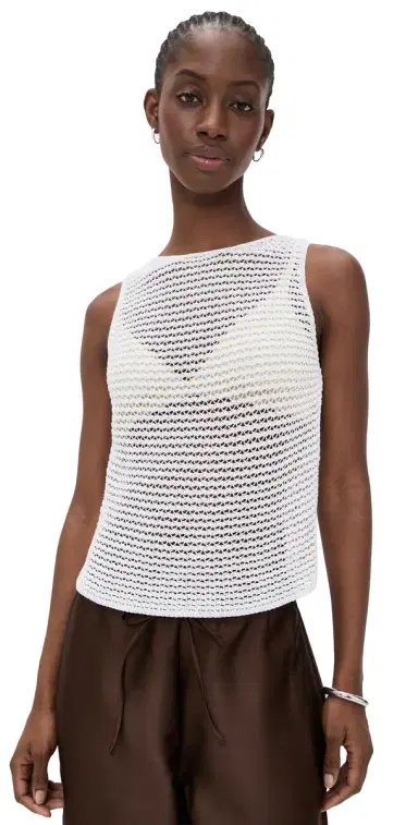 Vince Cotton Cord Tank Top Optic White | Thumbnail 1 Vince Cotton Cord Tank Top Optic White | Thumbnail 1