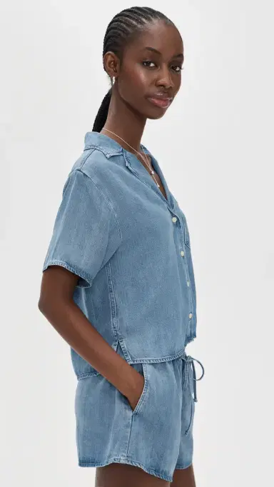 Good American The Denim Camp Shirt Indigo1273 | Thumbnail 4 Good American The Denim Camp Shirt Indigo1273 | Thumbnail 4