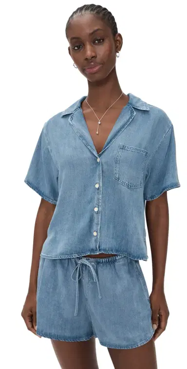 Good American The Denim Camp Shirt Indigo1273 | Thumbnail 1 Good American The Denim Camp Shirt Indigo1273 | Thumbnail 1