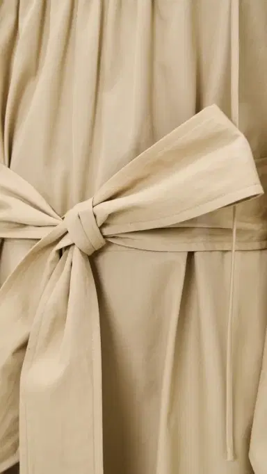 Vince hirred Cotton Belted Tie-Neck Dress and Beige | Thumbnail 6 Vince hirred Cotton Belted Tie-Neck Dress and Beige | Thumbnail 6