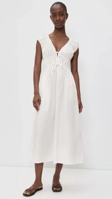 Wayf Liv Ruched Midi Dress | Thumbnail 2 Wayf Liv Ruched Midi Dress | Thumbnail 2