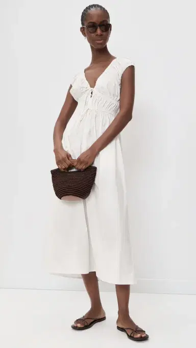 Wayf Liv Ruched Midi Dress | Thumbnail 5 Wayf Liv Ruched Midi Dress | Thumbnail 5