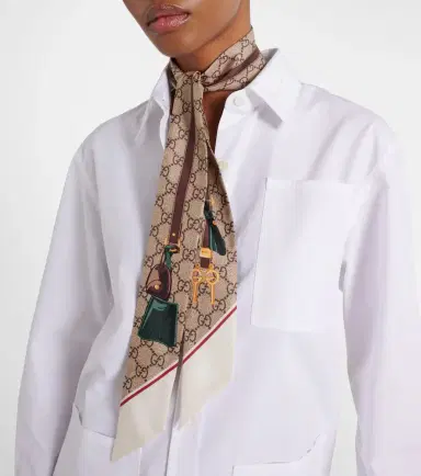 Gucci GG printed silk twill scarf | Thumbnail 5 Gucci GG printed silk twill scarf | Thumbnail 5