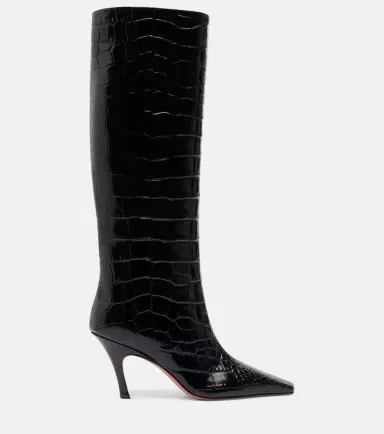 Amina Muaddi Mona croc-effect leather knee-high boots | Thumbnail 3 Amina Muaddi Mona croc-effect leather knee-high boots | Thumbnail 3