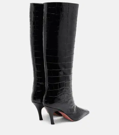 Amina Muaddi Mona croc-effect leather knee-high boots | Thumbnail 4 Amina Muaddi Mona croc-effect leather knee-high boots | Thumbnail 4