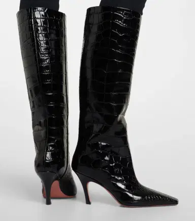 Amina Muaddi Mona croc-effect leather knee-high boots | Thumbnail 6 Amina Muaddi Mona croc-effect leather knee-high boots | Thumbnail 6