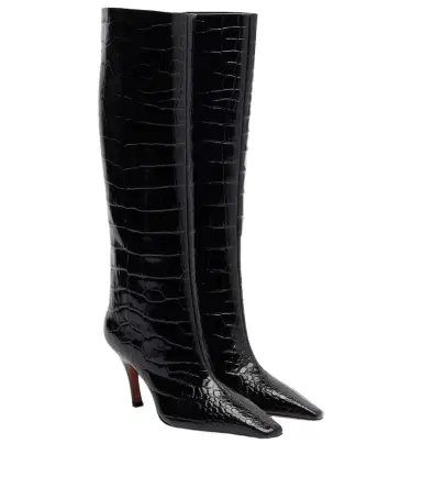 Amina Muaddi Mona croc-effect leather knee-high boots | Thumbnail 1 Amina Muaddi Mona croc-effect leather knee-high boots | Thumbnail 1