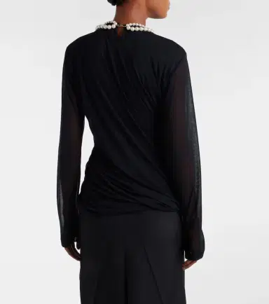 Junya Watanabe Draped faux pearl-embellished cotton top | Thumbnail 4 Junya Watanabe Draped faux pearl-embellished cotton top | Thumbnail 4