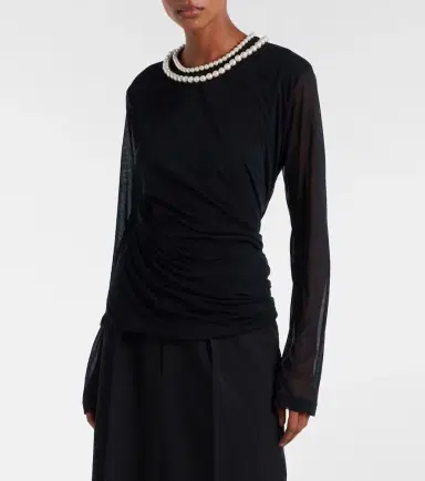 Junya Watanabe Draped faux pearl-embellished cotton top | Thumbnail 5 Junya Watanabe Draped faux pearl-embellished cotton top | Thumbnail 5