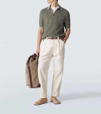 Brunello Cucinelli Leather-trimmed thong sandals | Thumbnail 4 Brunello Cucinelli Leather-trimmed thong sandals | Thumbnail 4