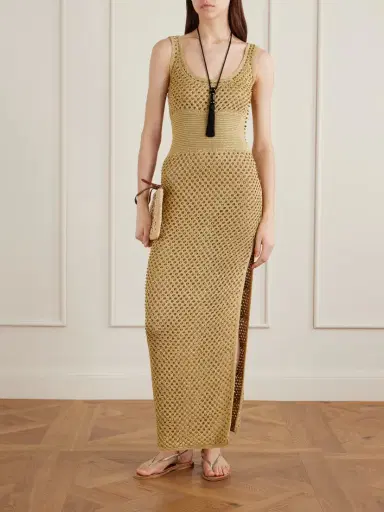 Galvan Vento Crystal-embellished Crocheted Midi Dress | Thumbnail 2 Galvan Vento Crystal-embellished Crocheted Midi Dress | Thumbnail 2